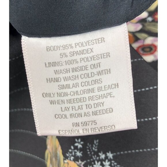 Xoxo Womens Floral Pinstripe Blazer Size M Black Ruched 3/4 Sleeves Y2k Office - Picture 6 of 9